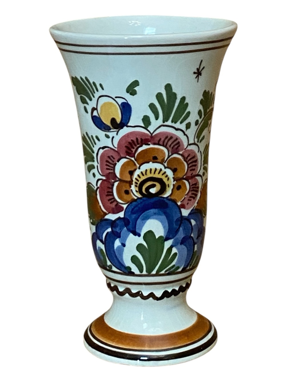Delft Holland Vintage Hand Painted Small Flower Vase Ceramic Folk Art